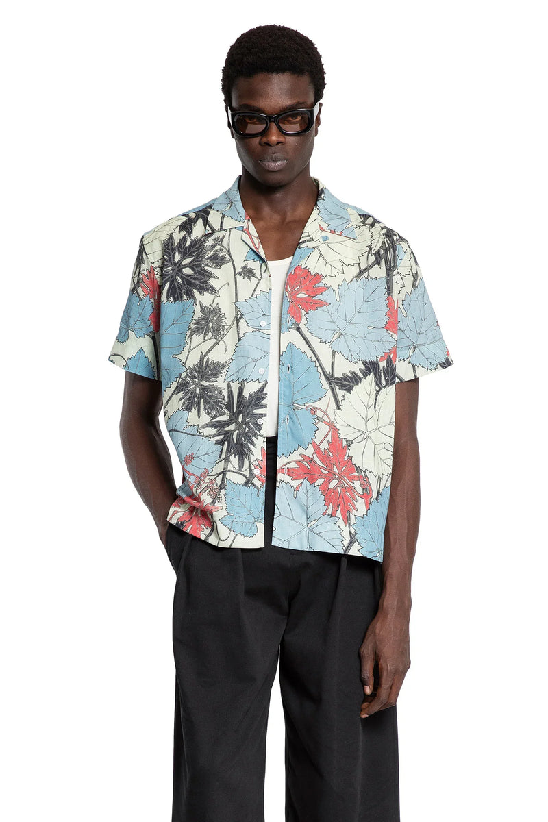 Leaf Print Cotton Poplin Shirt - Antonioli.eu