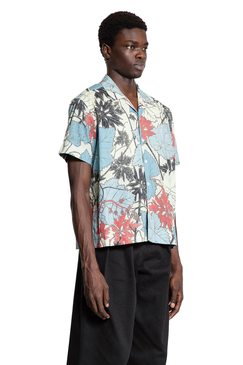 Leaf Print Cotton Poplin Shirt - Antonioli.eu