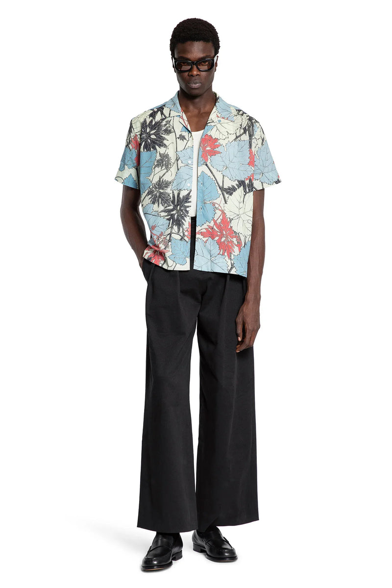 Leaf Print Cotton Poplin Shirt - Antonioli.eu