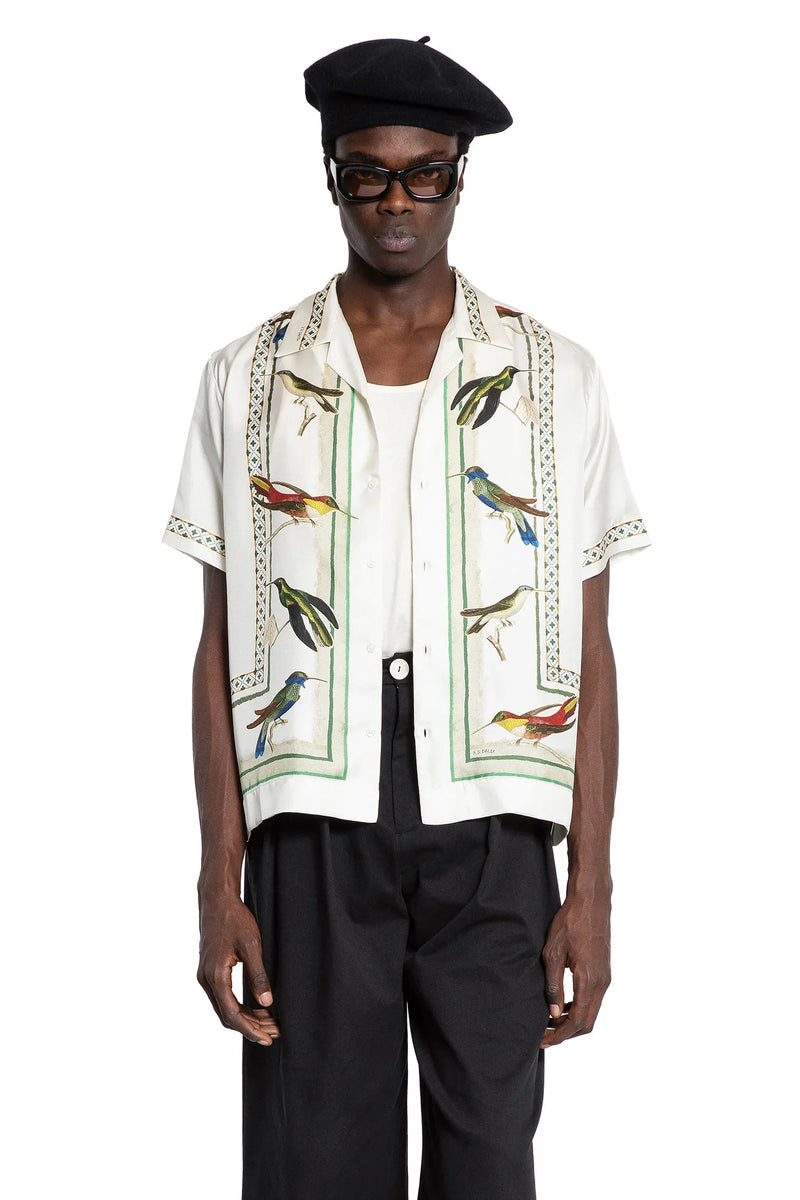 Bird Print Silk Twill Shirt - Antonioli.eu