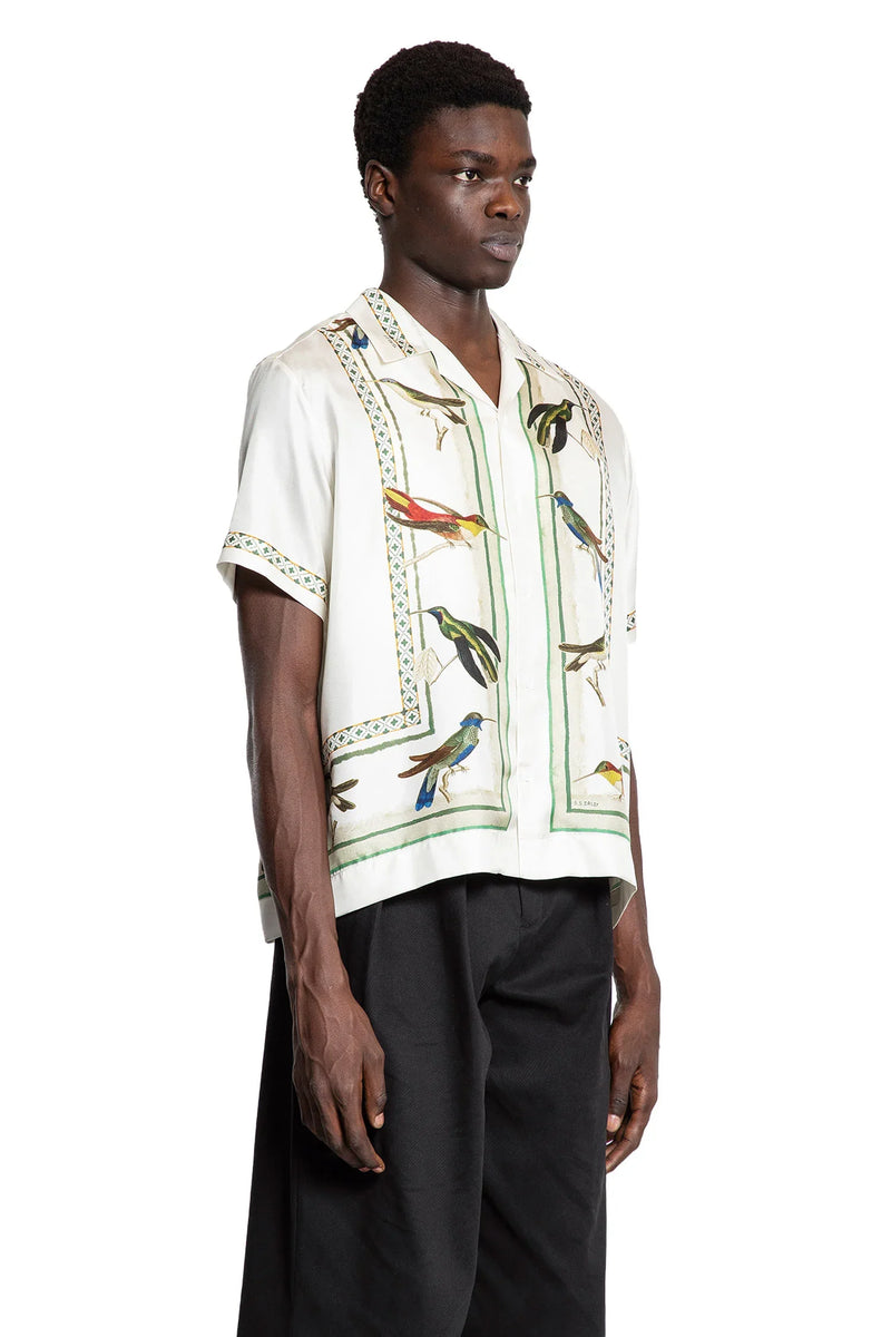 Bird Print Silk Twill Shirt - Antonioli.eu