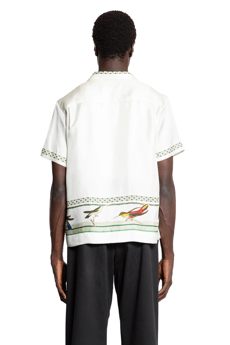 Bird Print Silk Twill Shirt - Antonioli.eu