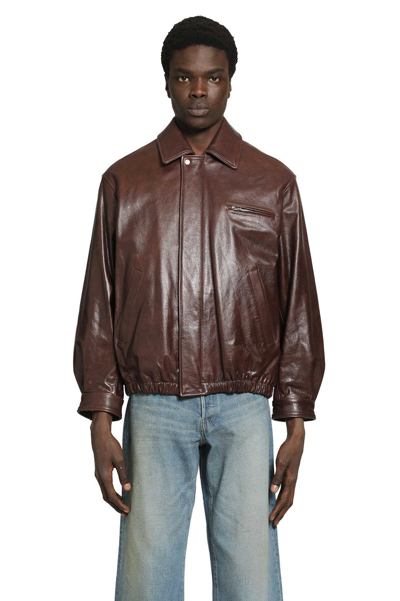 SSSTEIN Leather Vintage Zip Jacket man