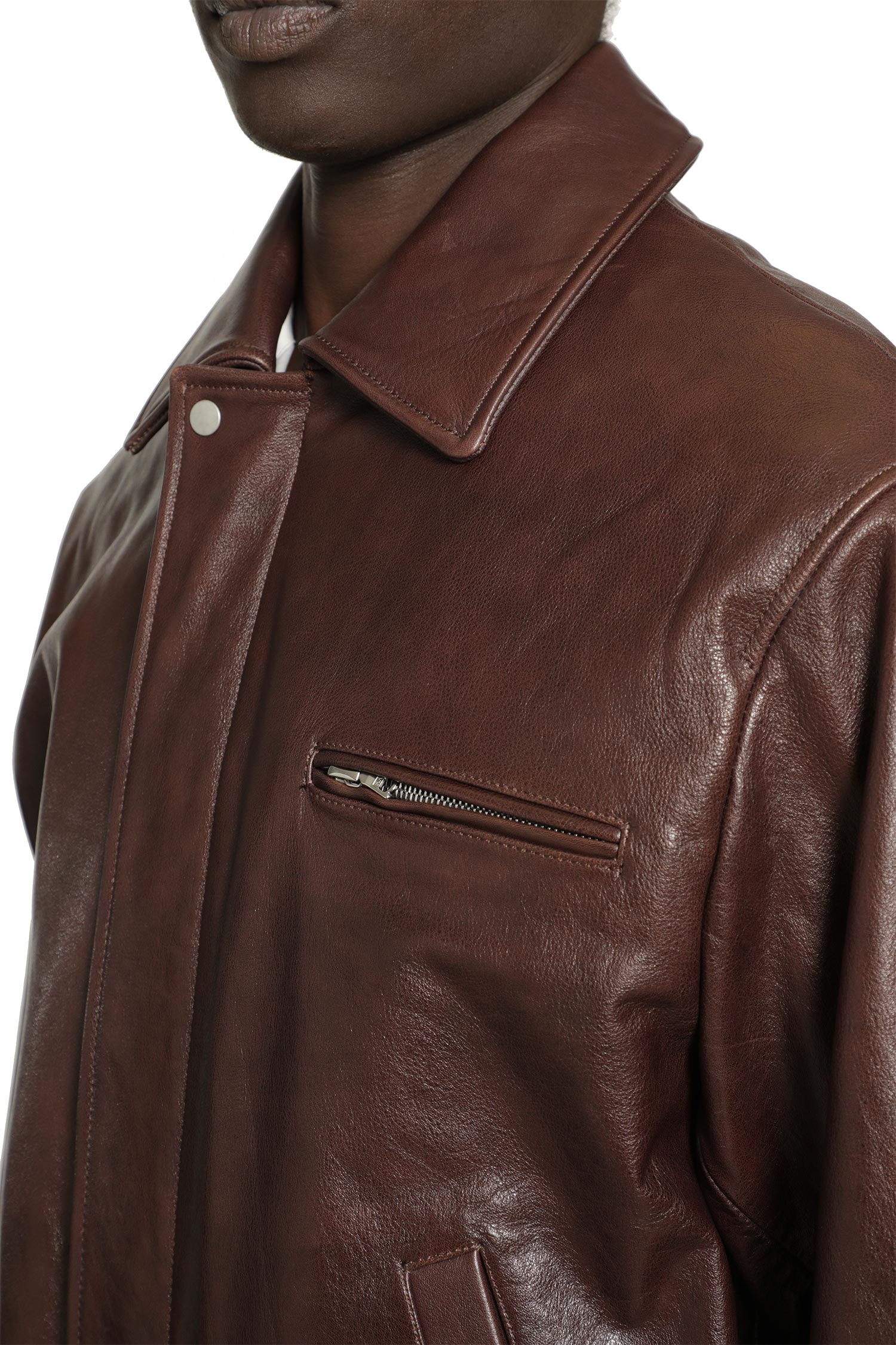 SSSTEIN Leather Vintage Zip Jacket man