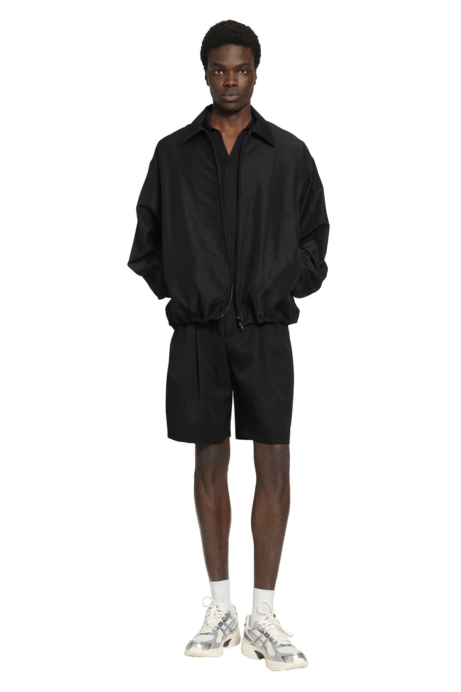 SSSTEIN Wool Silk Collared Zip Jacket man