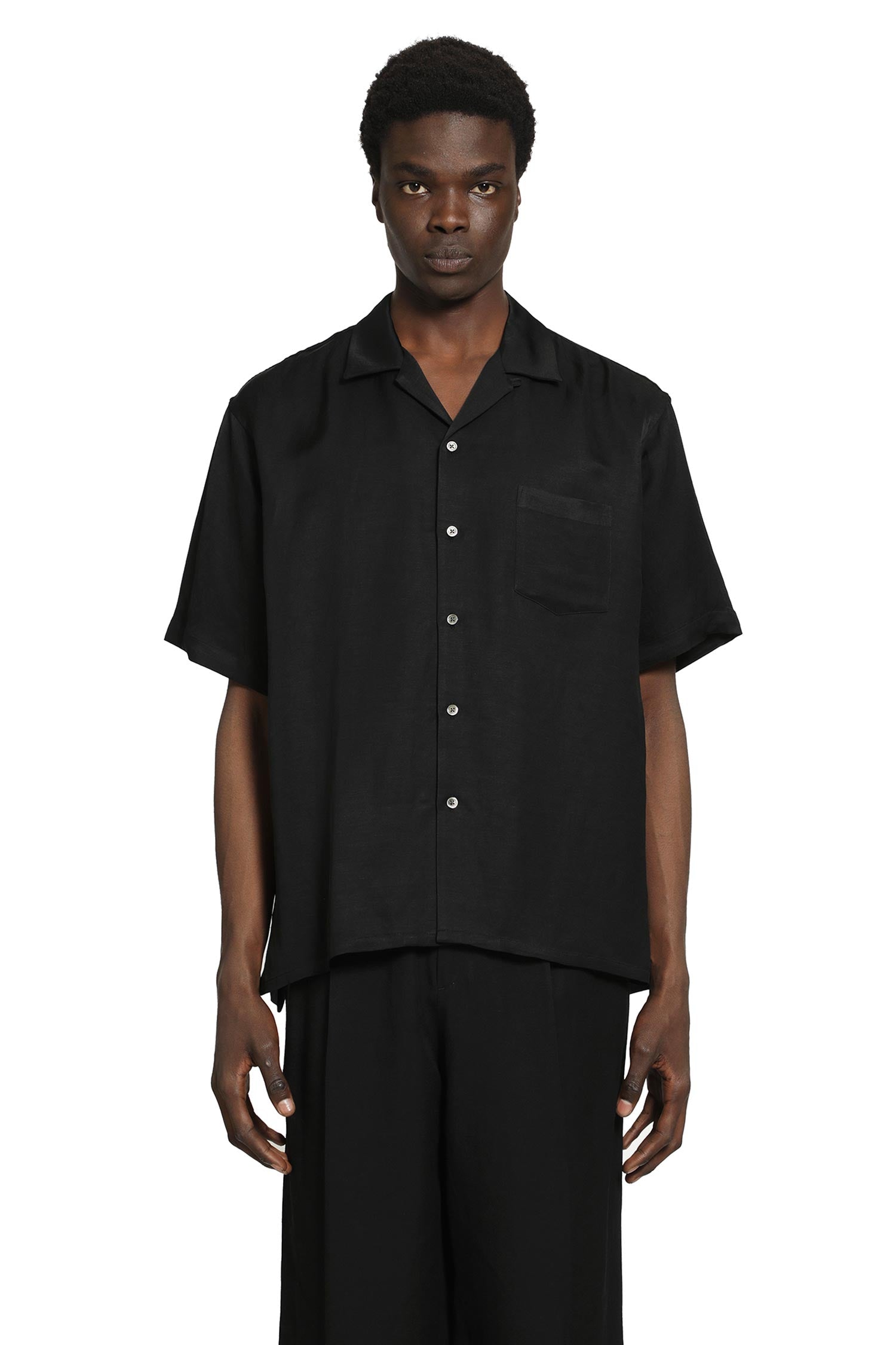 Bright Twill Open Collar Short Sleeve Shirt