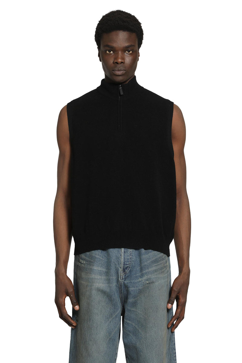 SSSTEIN Extra Fine Wool Knit Half Zip Vest man
