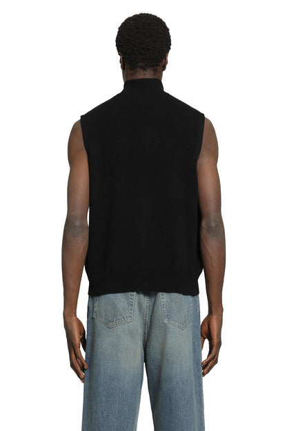 Extra Fine Wool Knit Half Zip Vest