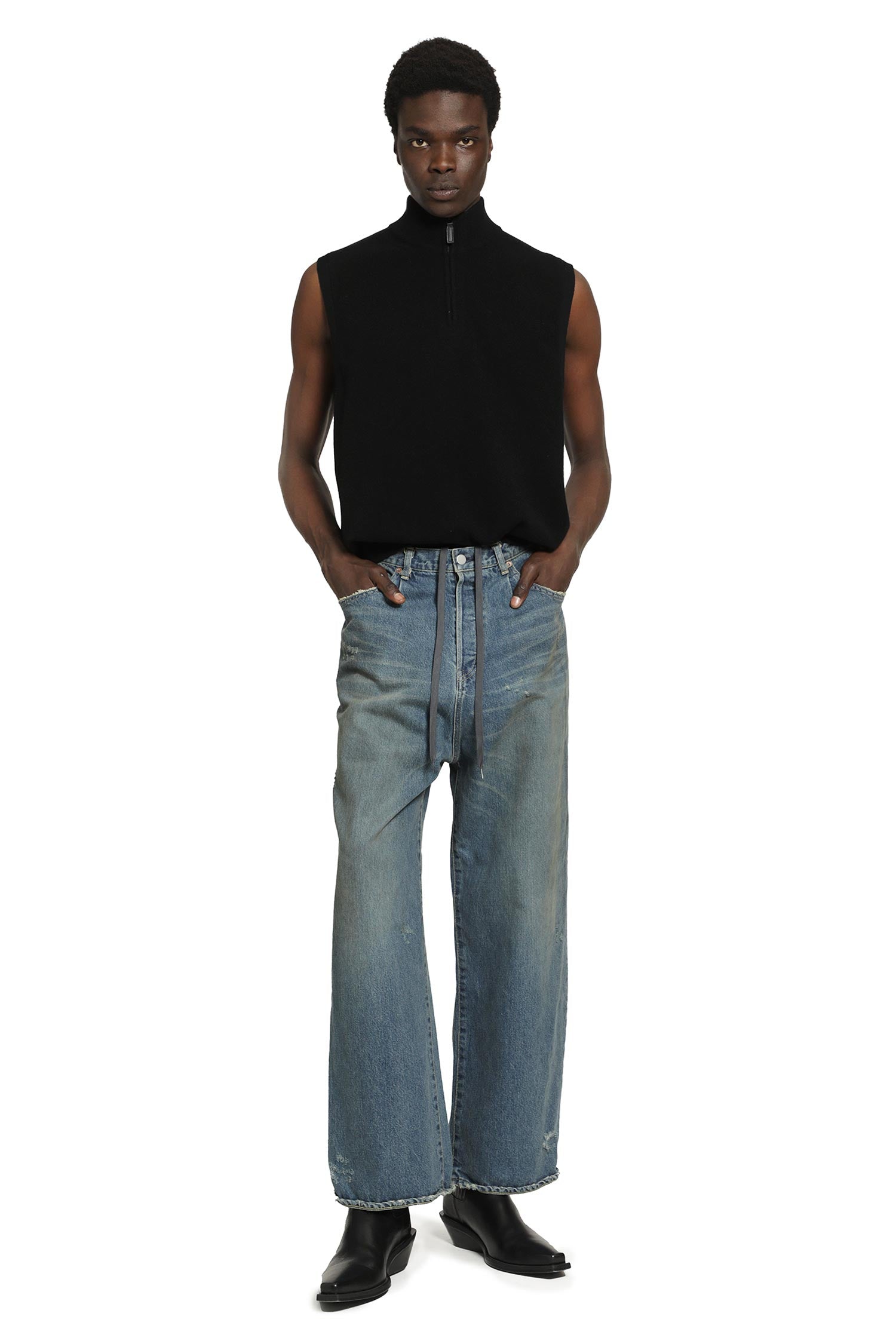 Extra Fine Wool Knit Half Zip Vest