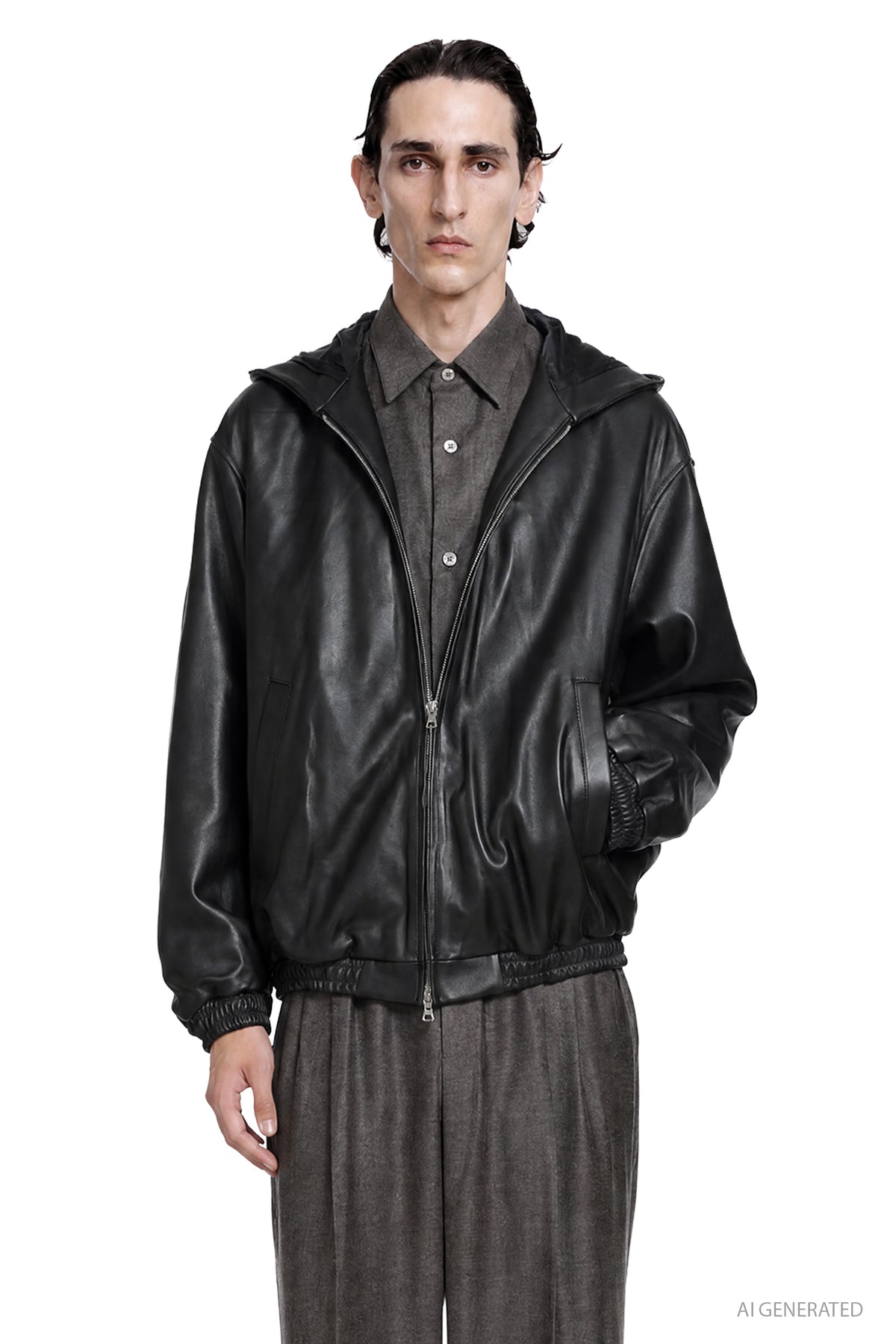 Lamb Leather Hood Jacket