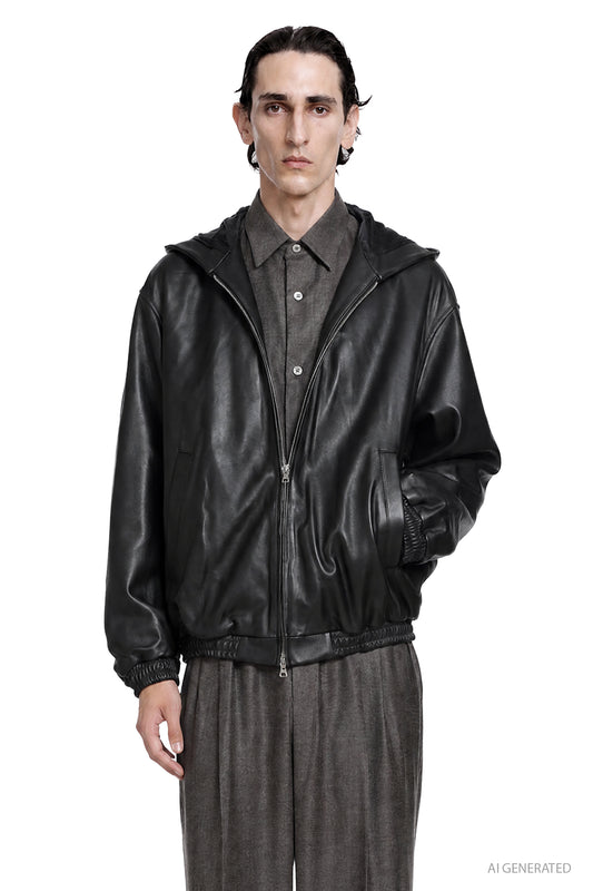 Lamb Leather Hood Jacket