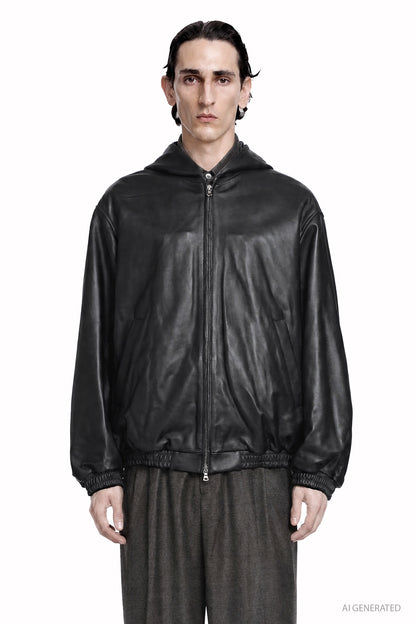 Lamb Leather Hood Jacket