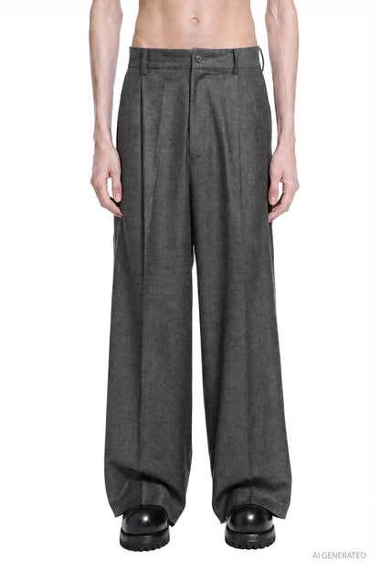 Extra Fine Wool Extra Wide Trousers