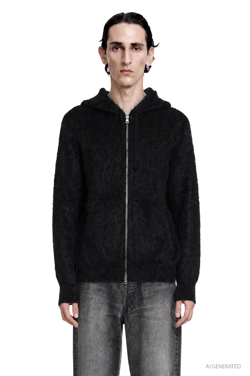 SSSTEIN Kid Mohair Knit Zip Hoody man