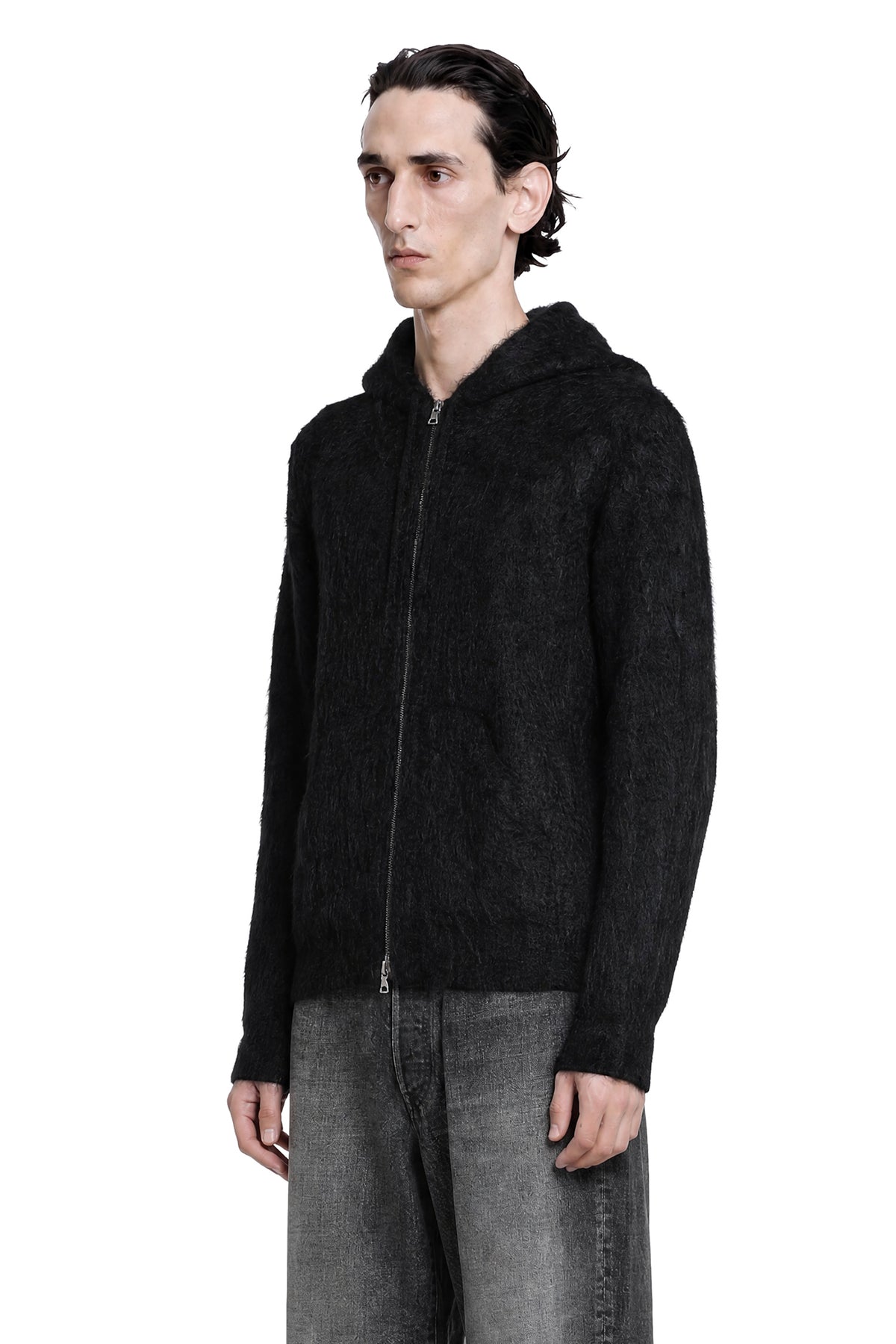 SSSTEIN Kid Mohair Knit Zip Hoody man