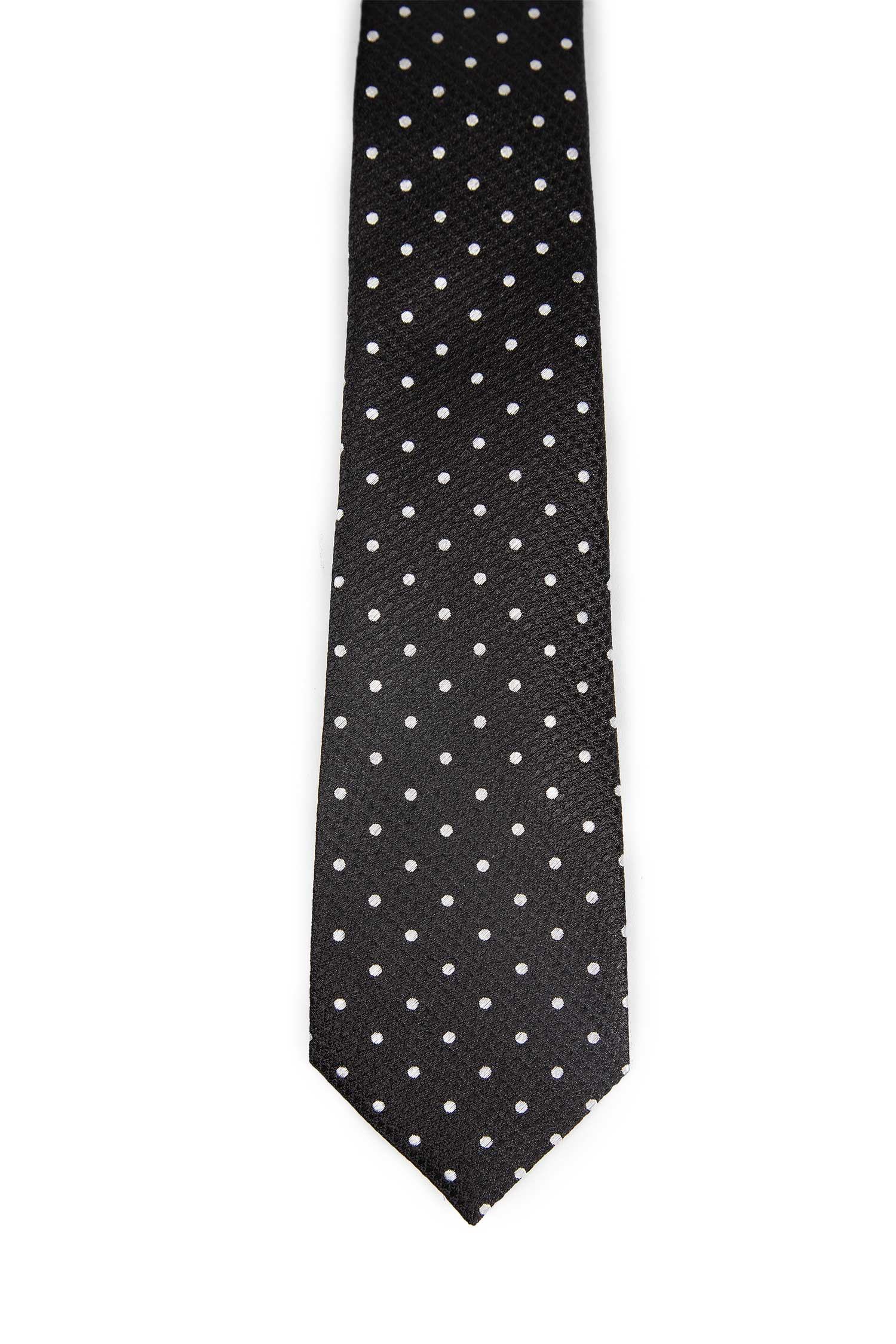 Embroidered Polka-Dot Silk Jacquard Tie