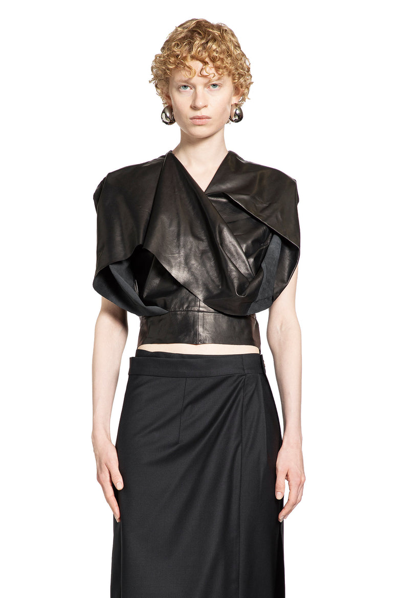 Leather Top with Floral Details
