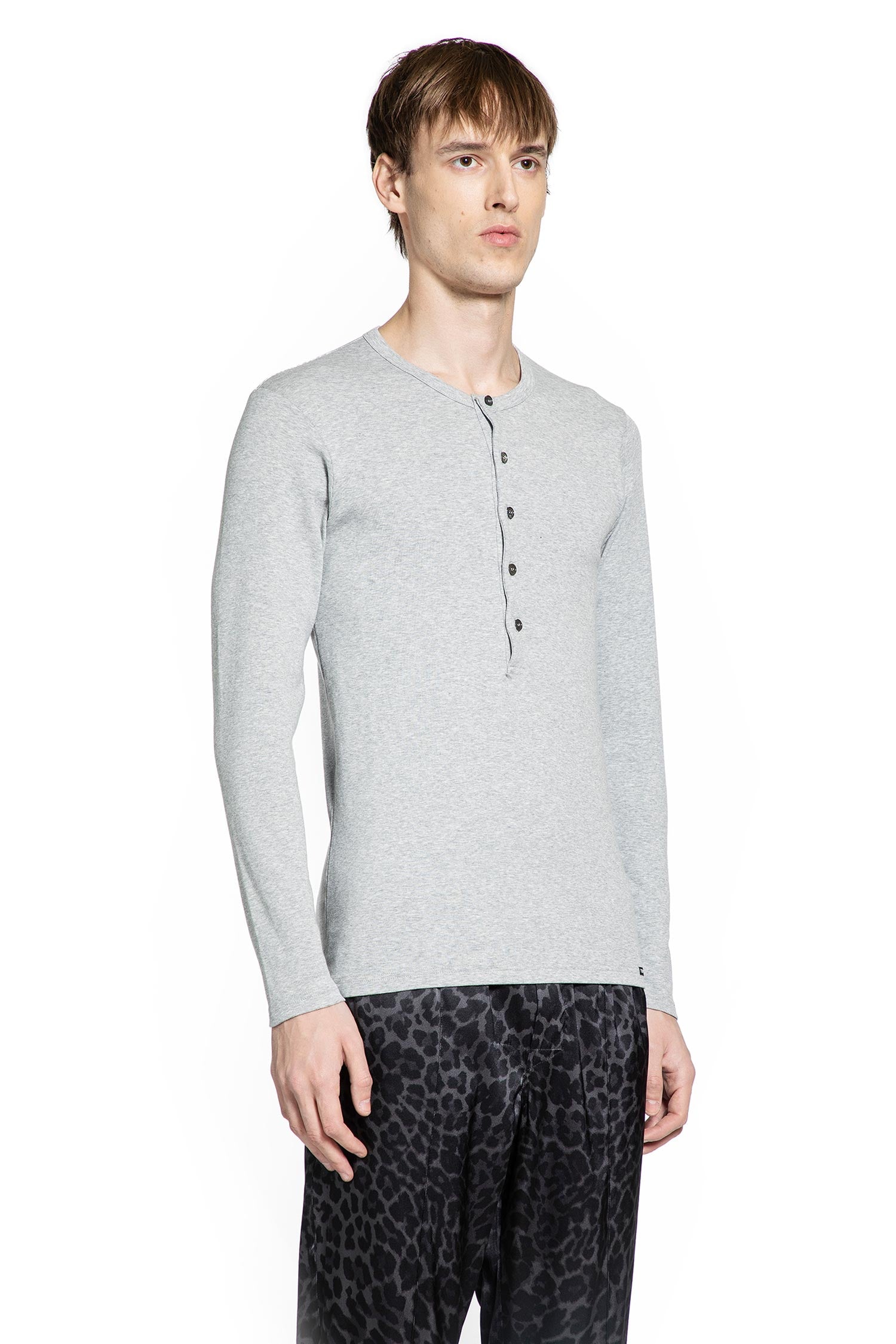 Cotton Stretch Rib Henley T-Shirt