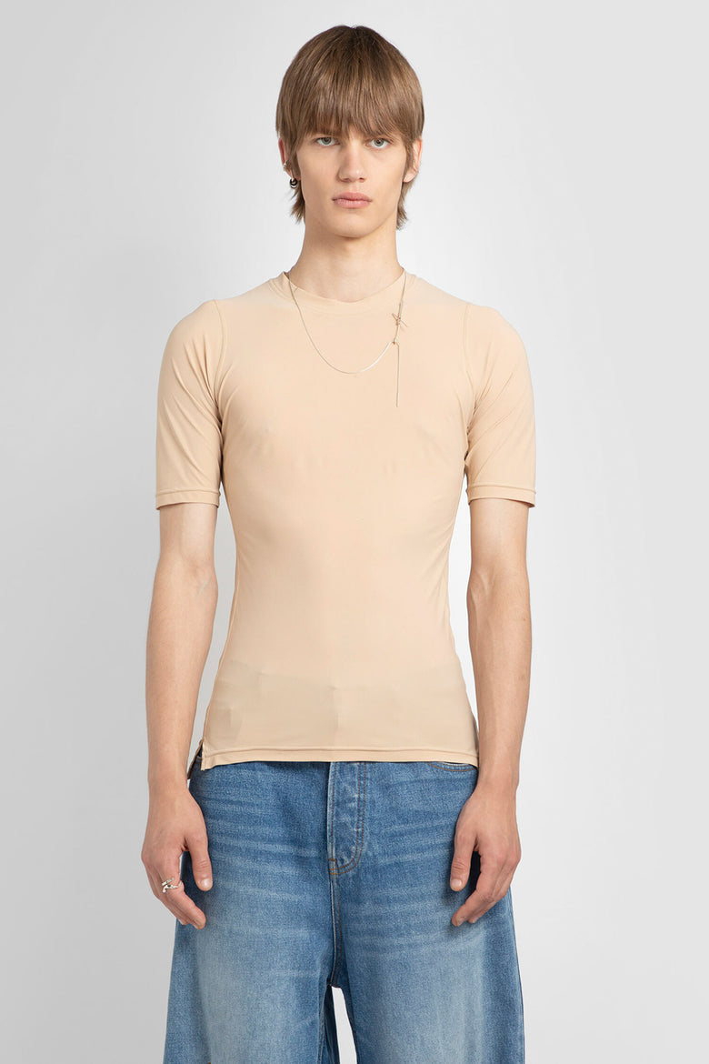 KARMUEL YOUNG MAN BEIGE T-SHIRTS & TANK TOPS