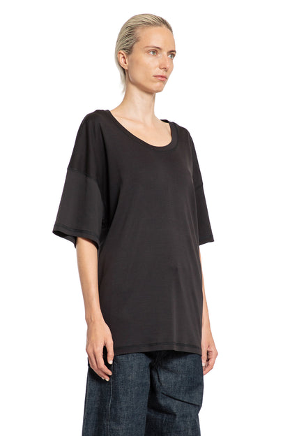 LEMAIRE WOMAN BLACK T-SHIRTS & TANK TOPS