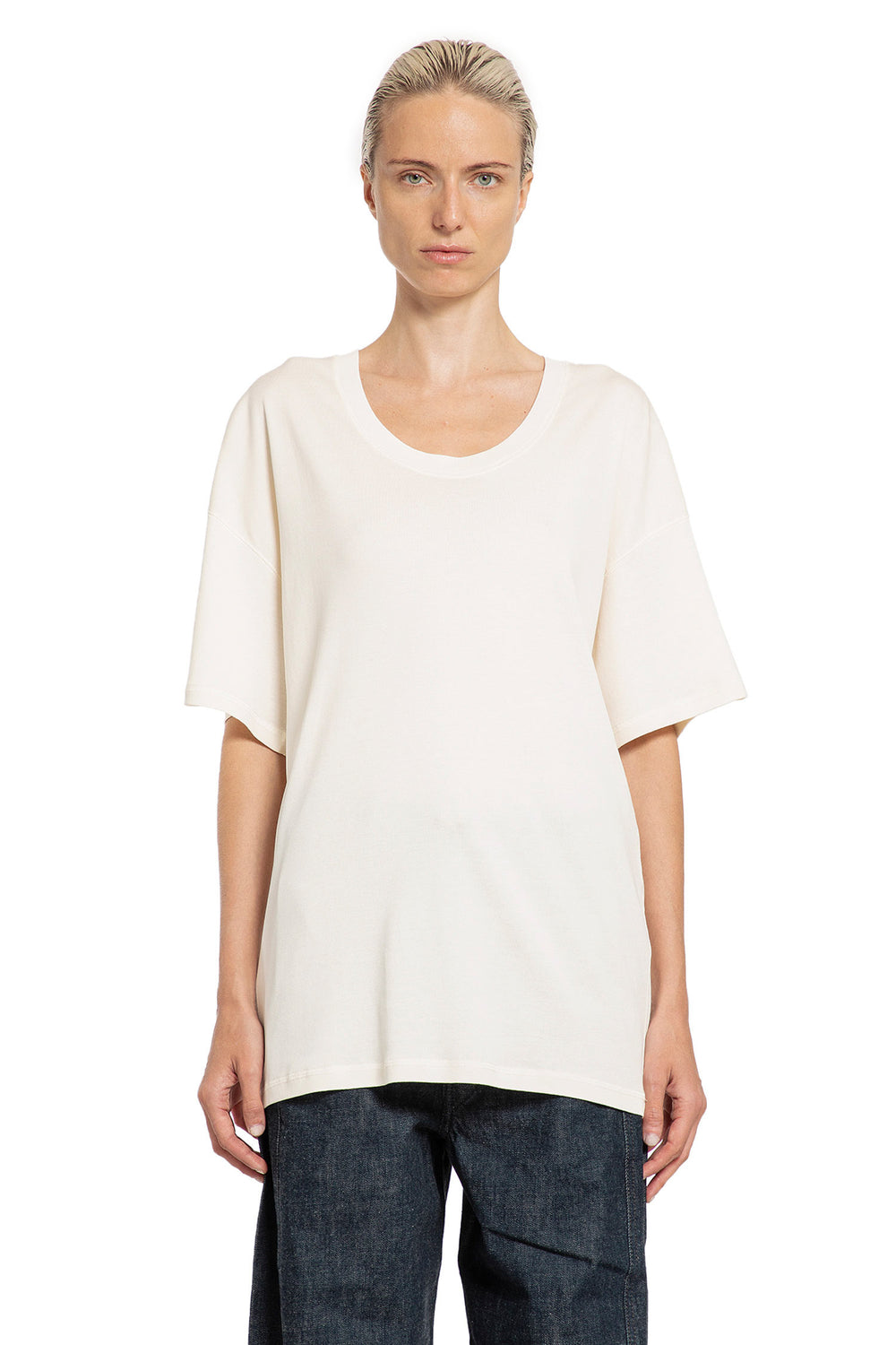 LEMAIRE WOMAN OFF-WHITE T-SHIRTS & TANK TOPS