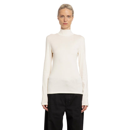 LEMAIRE WOMAN OFF-WHITE T-SHIRTS & TANK TOPS