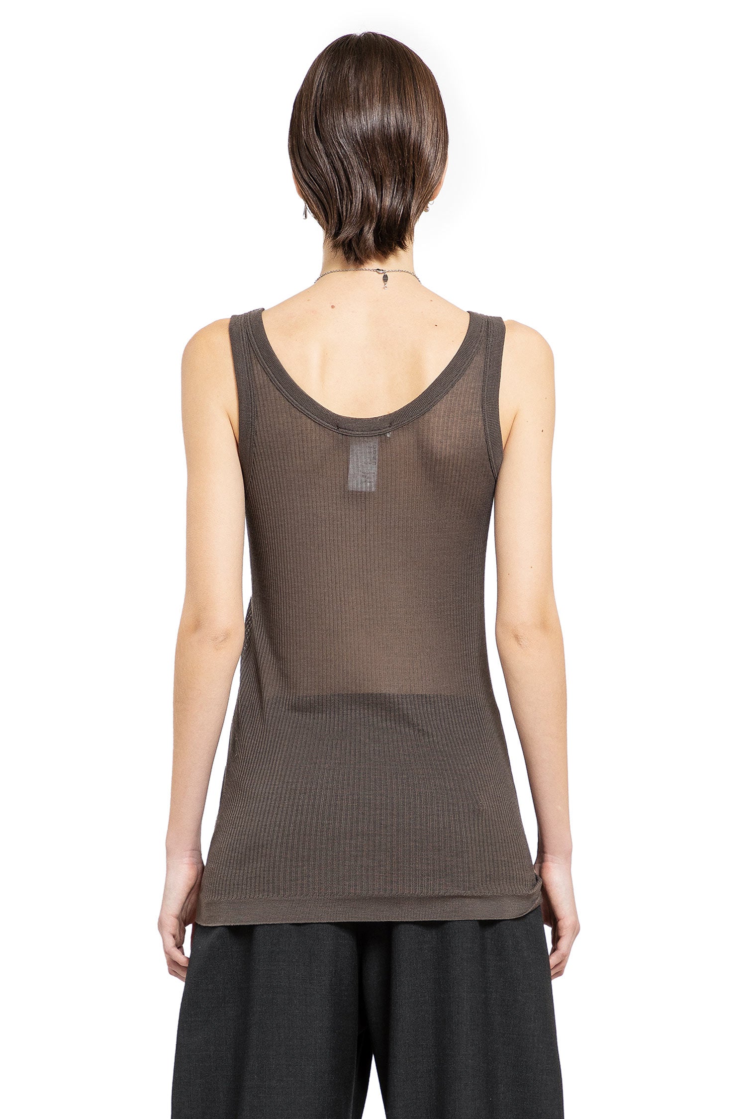 LEMAIRE WOMAN BROWN T-SHIRTS & TANK TOPS