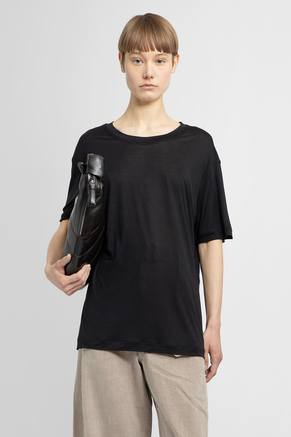 LEMAIRE WOMAN BLACK T-SHIRTS & TANK TOPS