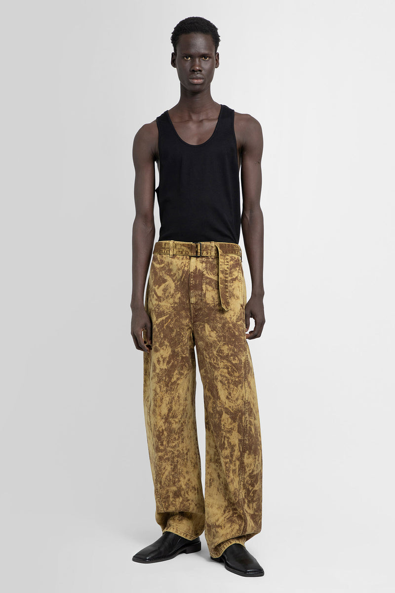 Lemaire: Black Twisted Belted Pants, Men's Designer Clothes