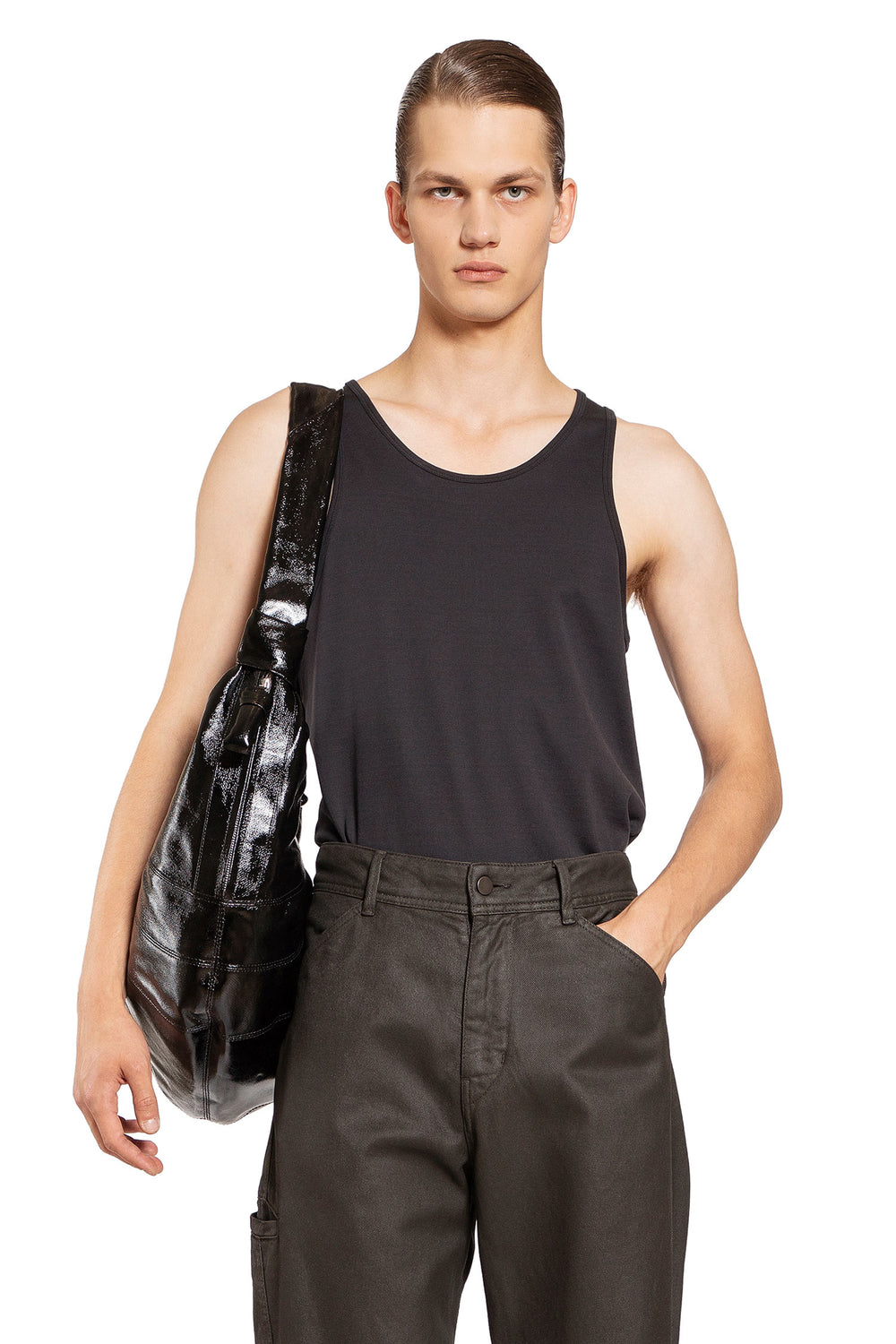 LEMAIRE MAN BLACK T-SHIRTS & TANK TOPS