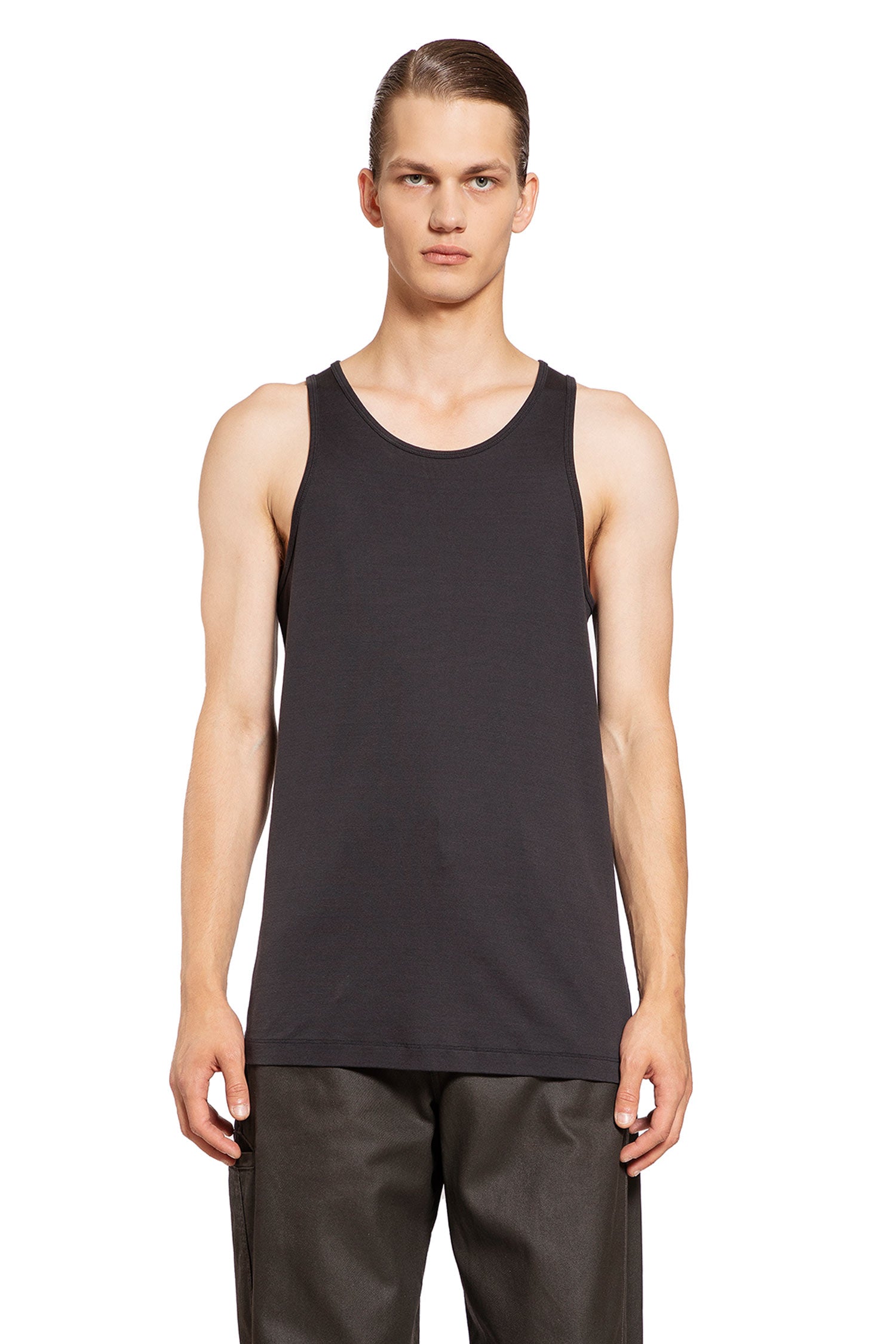 LEMAIRE MAN BLACK T-SHIRTS & TANK TOPS