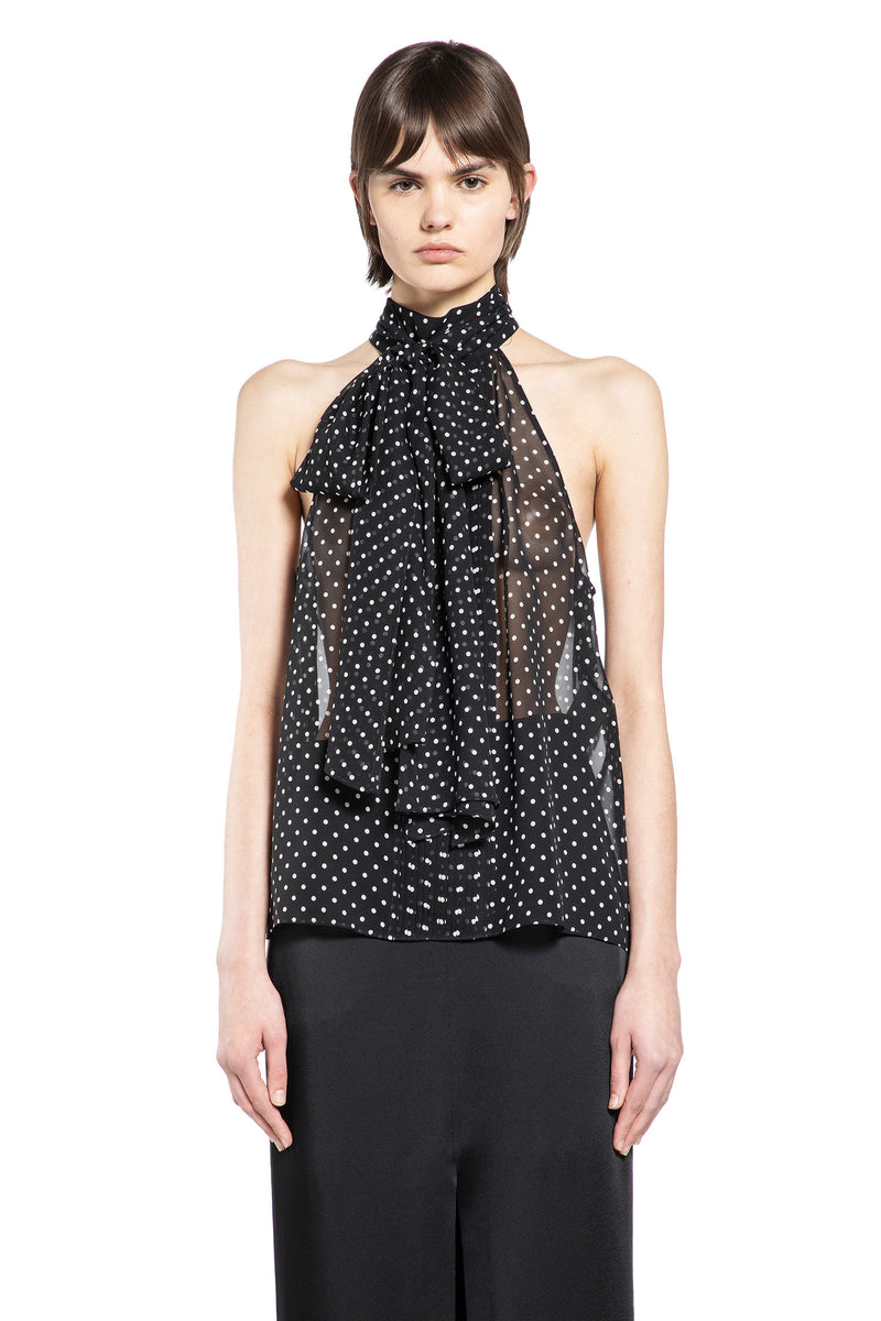 Polka Dot Silk Georgette Halter Top