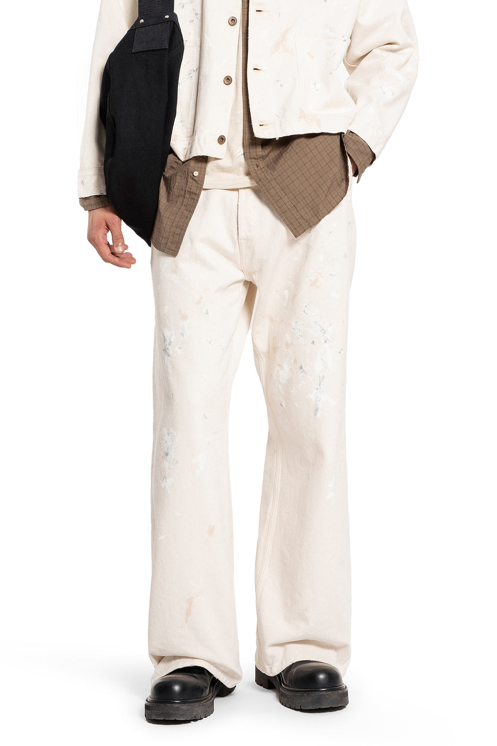 TAIGA TAKAHASHI MAN OFF-WHITE TROUSERS