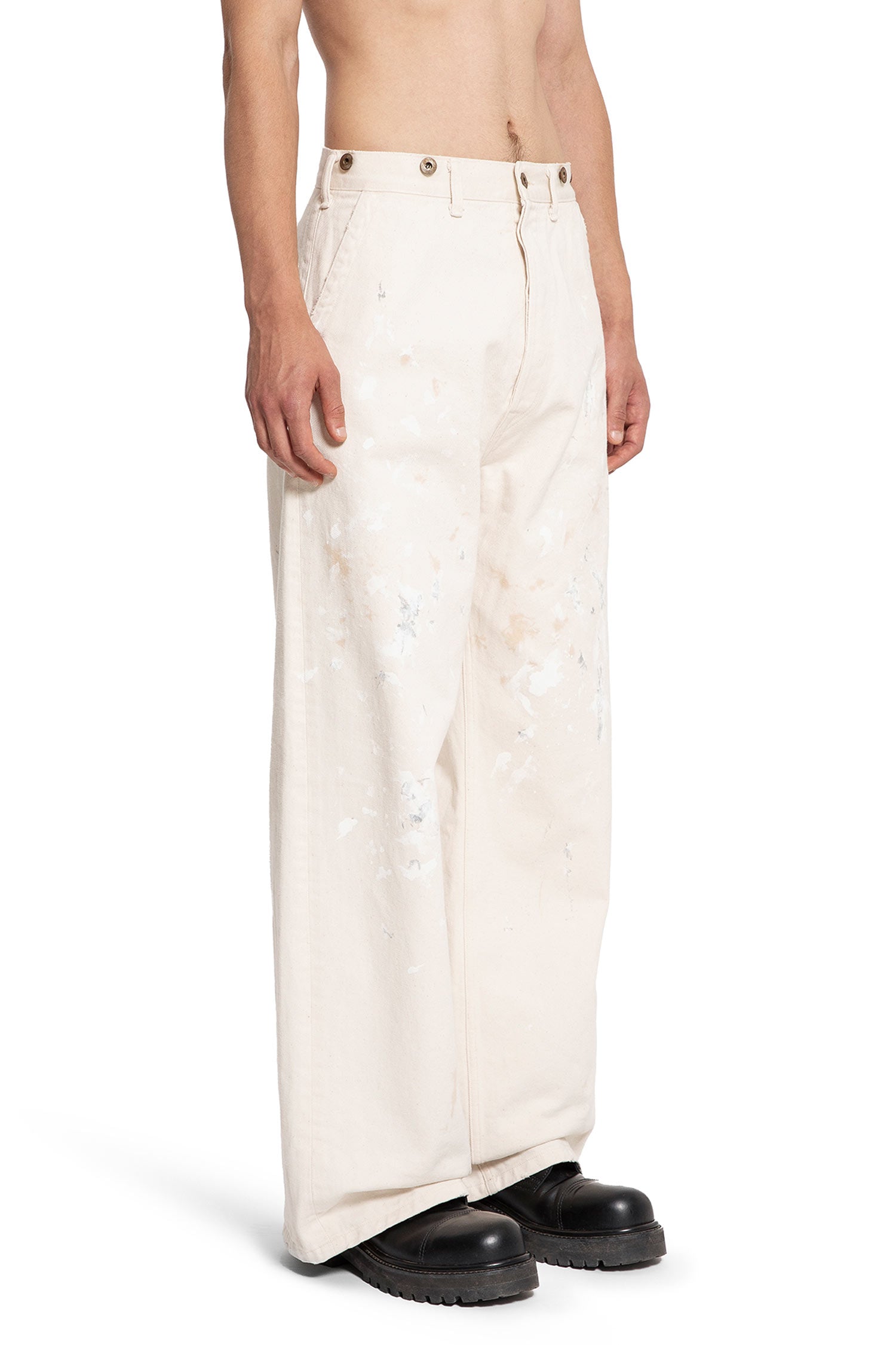 TAIGA TAKAHASHI MAN OFF-WHITE TROUSERS