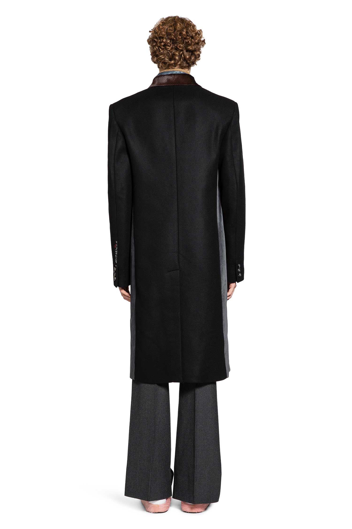 Wool Felt Coat with Fur Trim