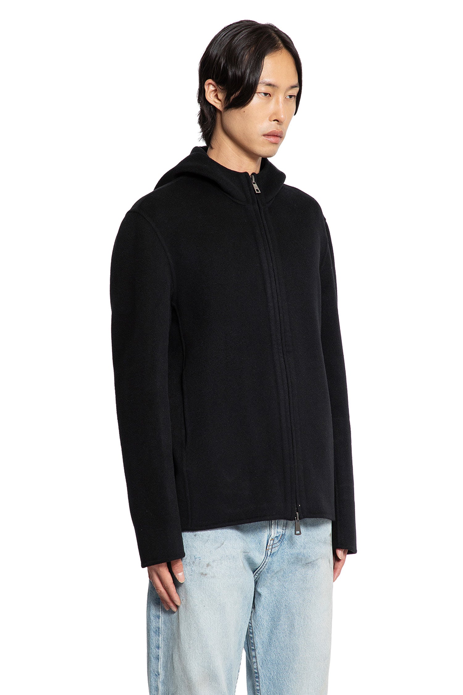 Wool Cashmere Felt Hooded Jacket