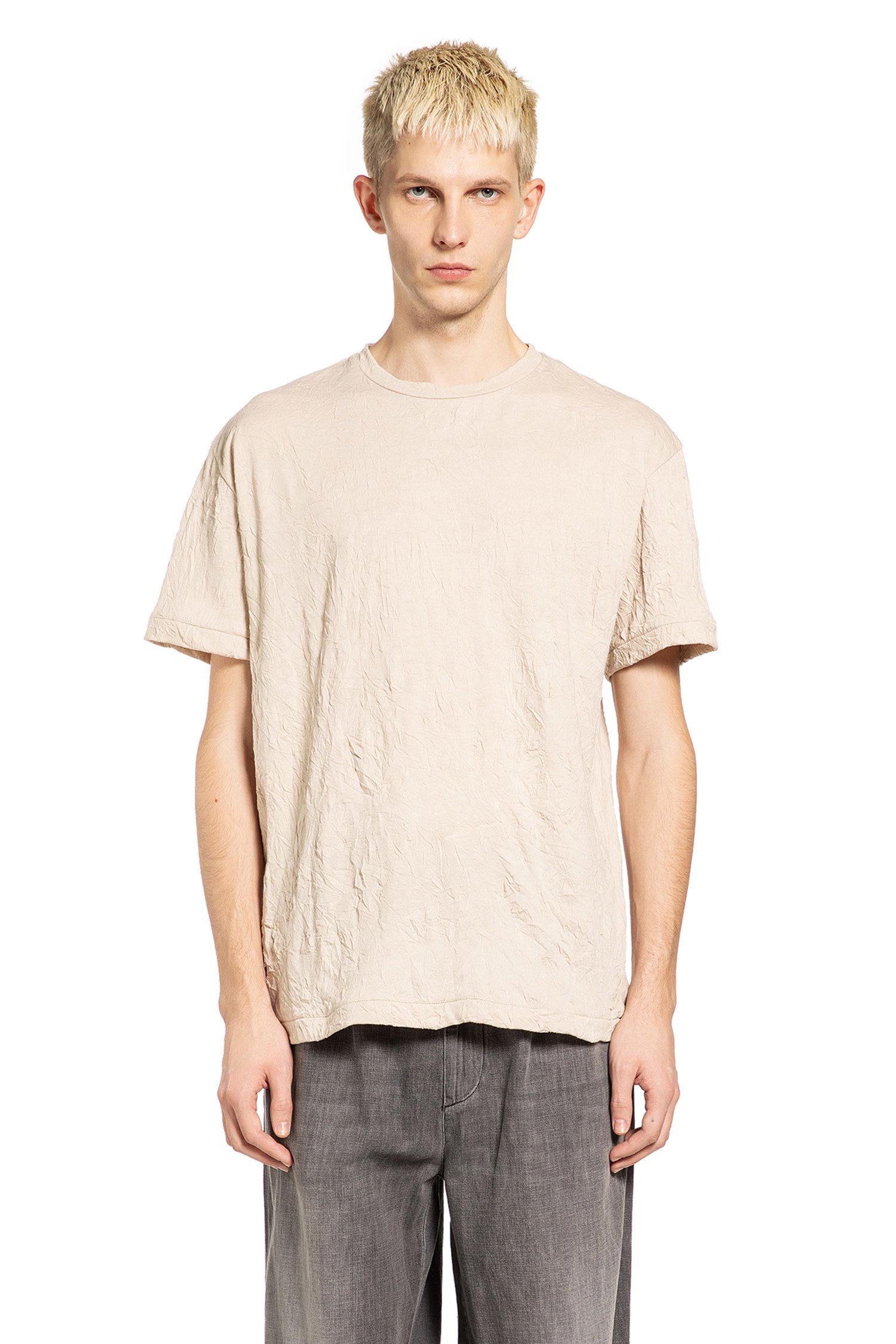 Crinkled Cotton Nylon Jersey T-Shirt
