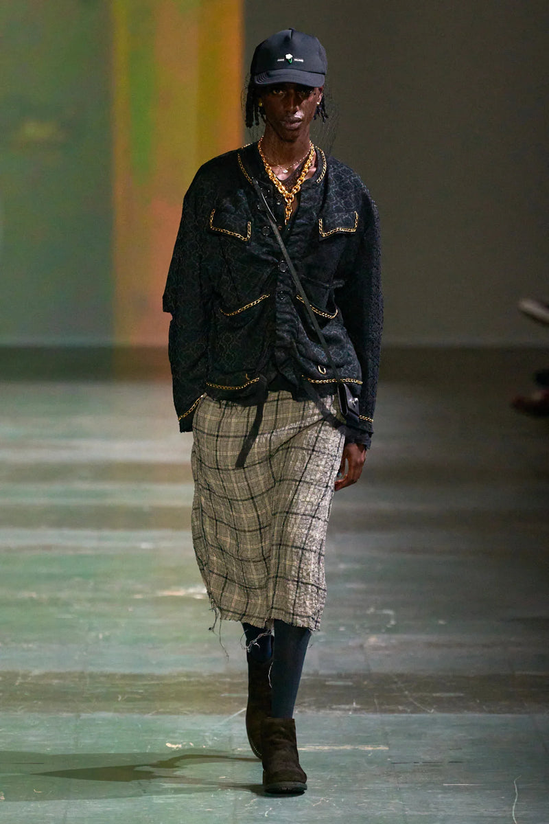 Linen Rayon Check Kilt - Antonioli.eu