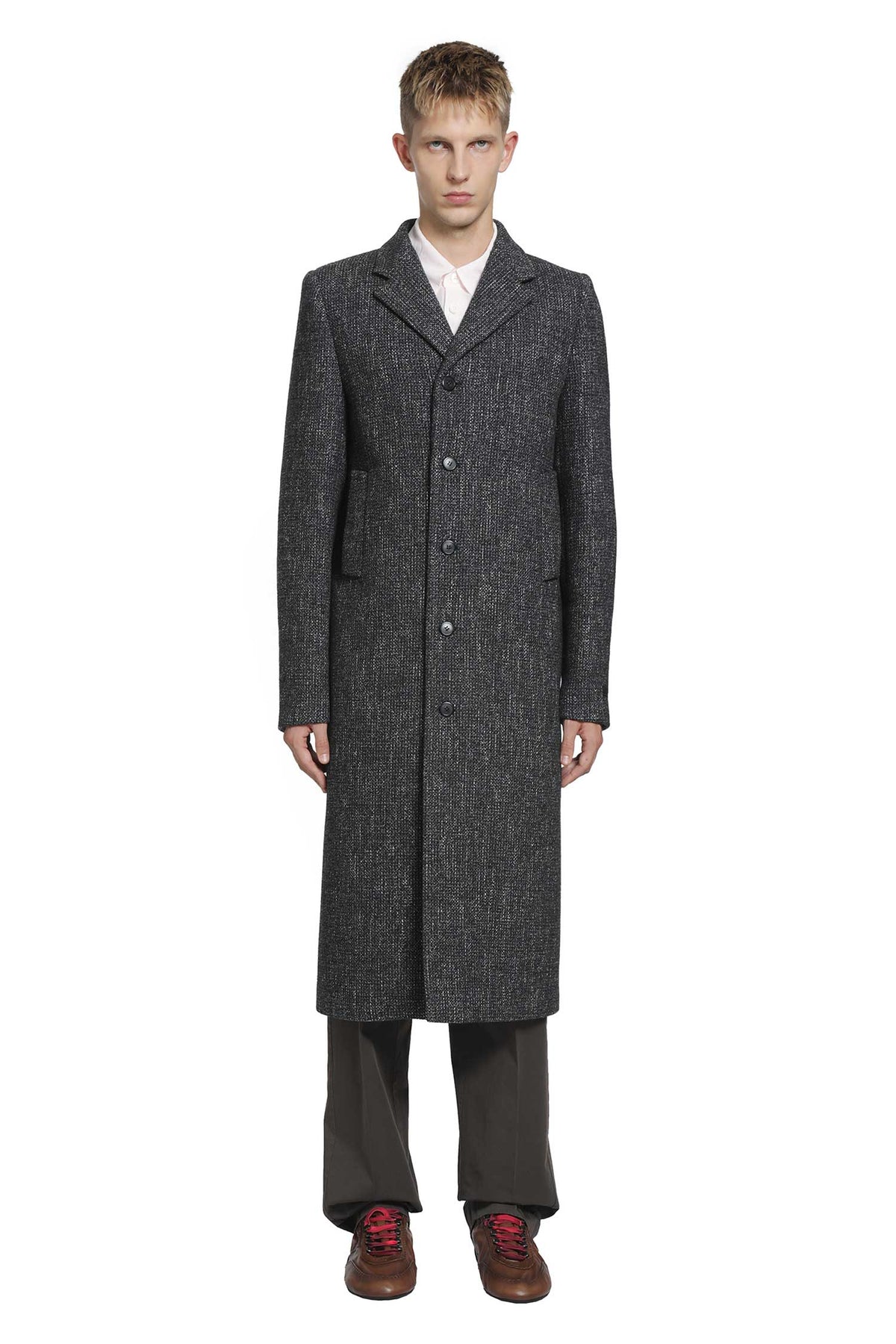 Single-Breasted Wool Blend Coat