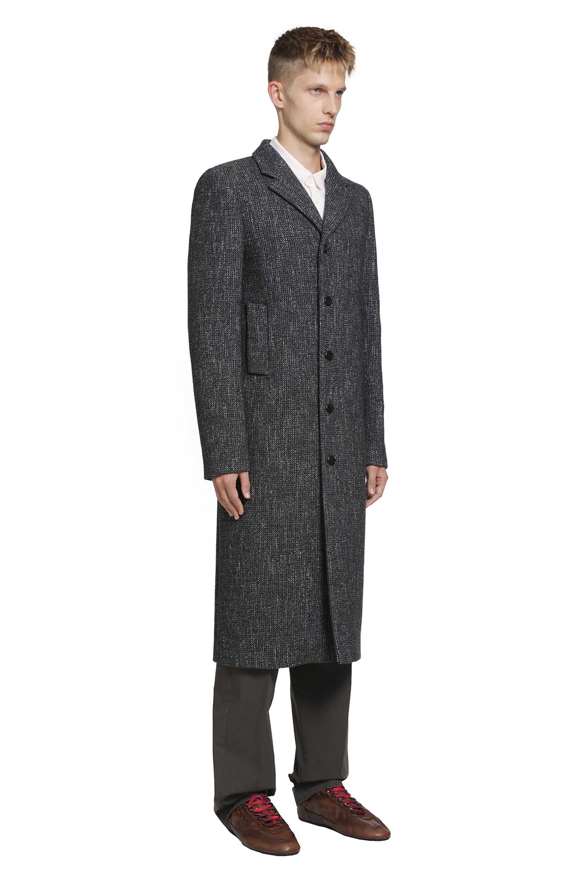 Single-Breasted Wool Blend Coat