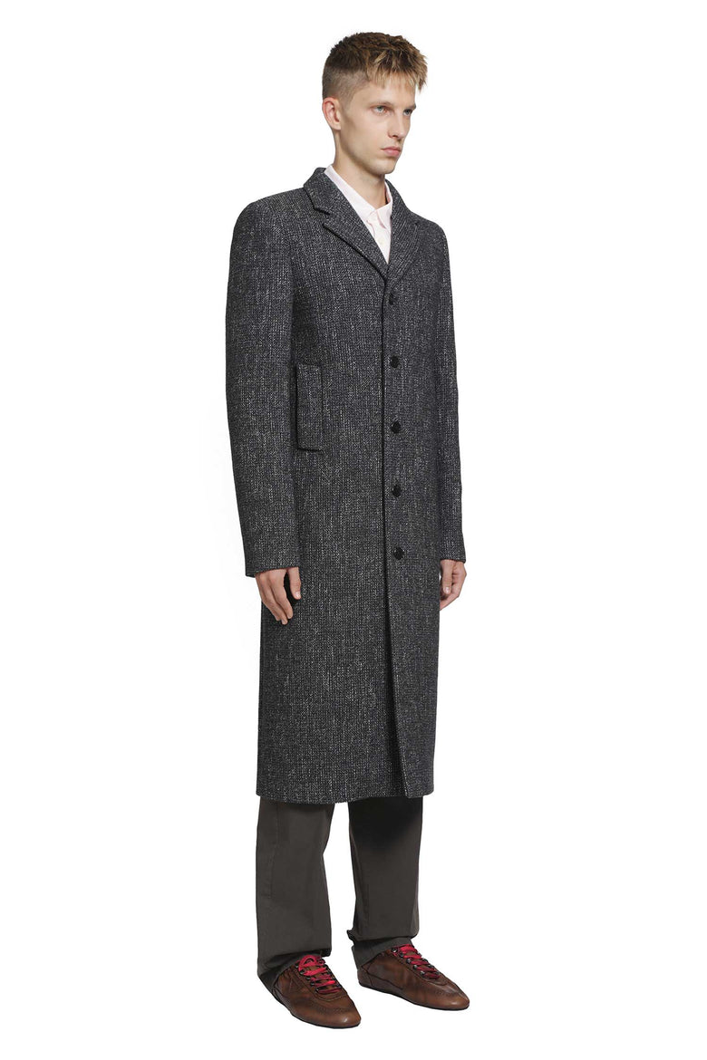 PRADA Single-Breasted Wool Blend Coat man
