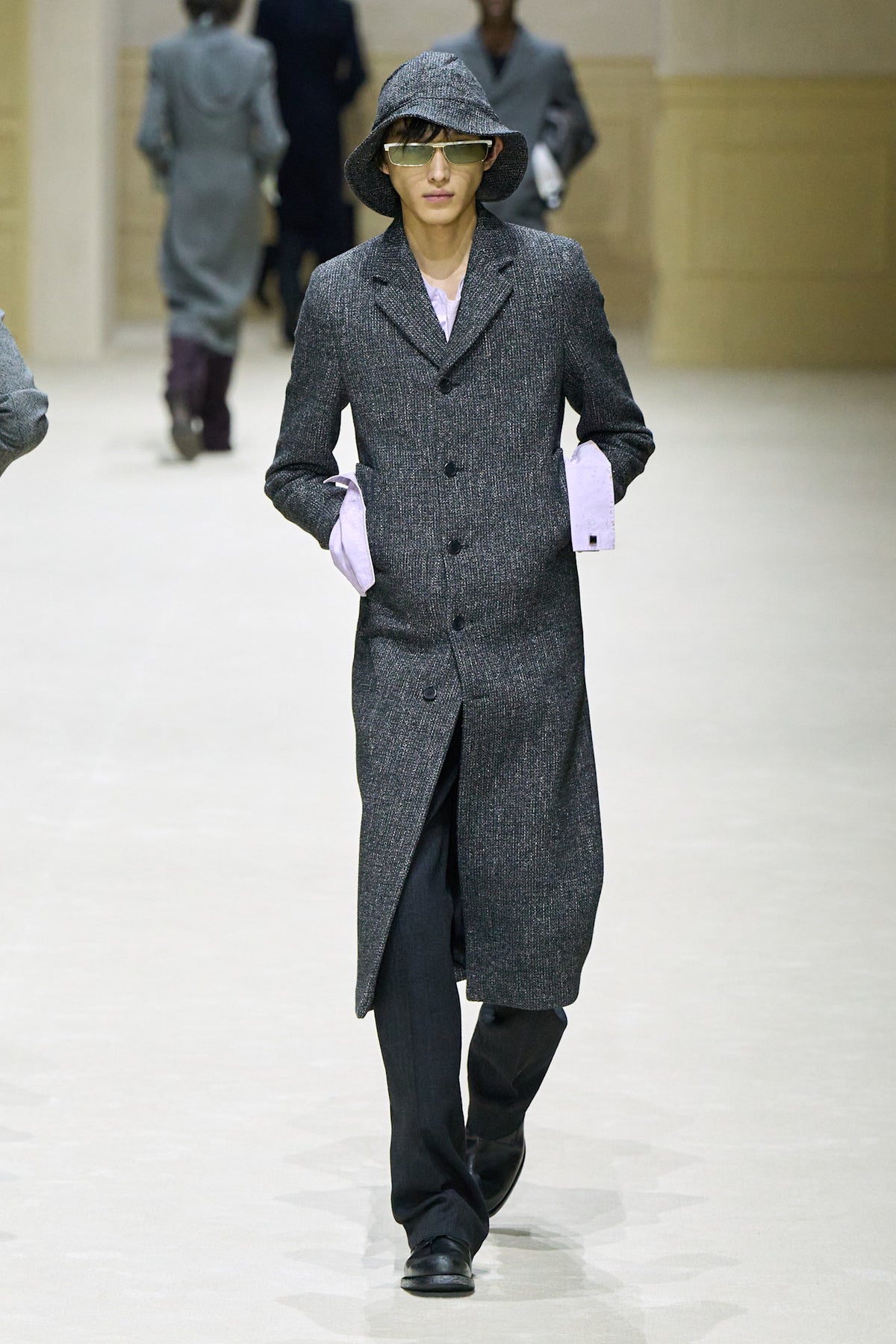 PRADA Single-Breasted Wool Blend Coat man