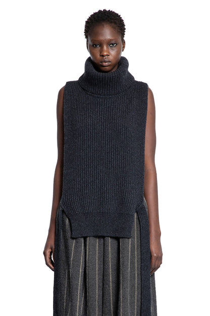 Sleeveless High Neck Knitted Top