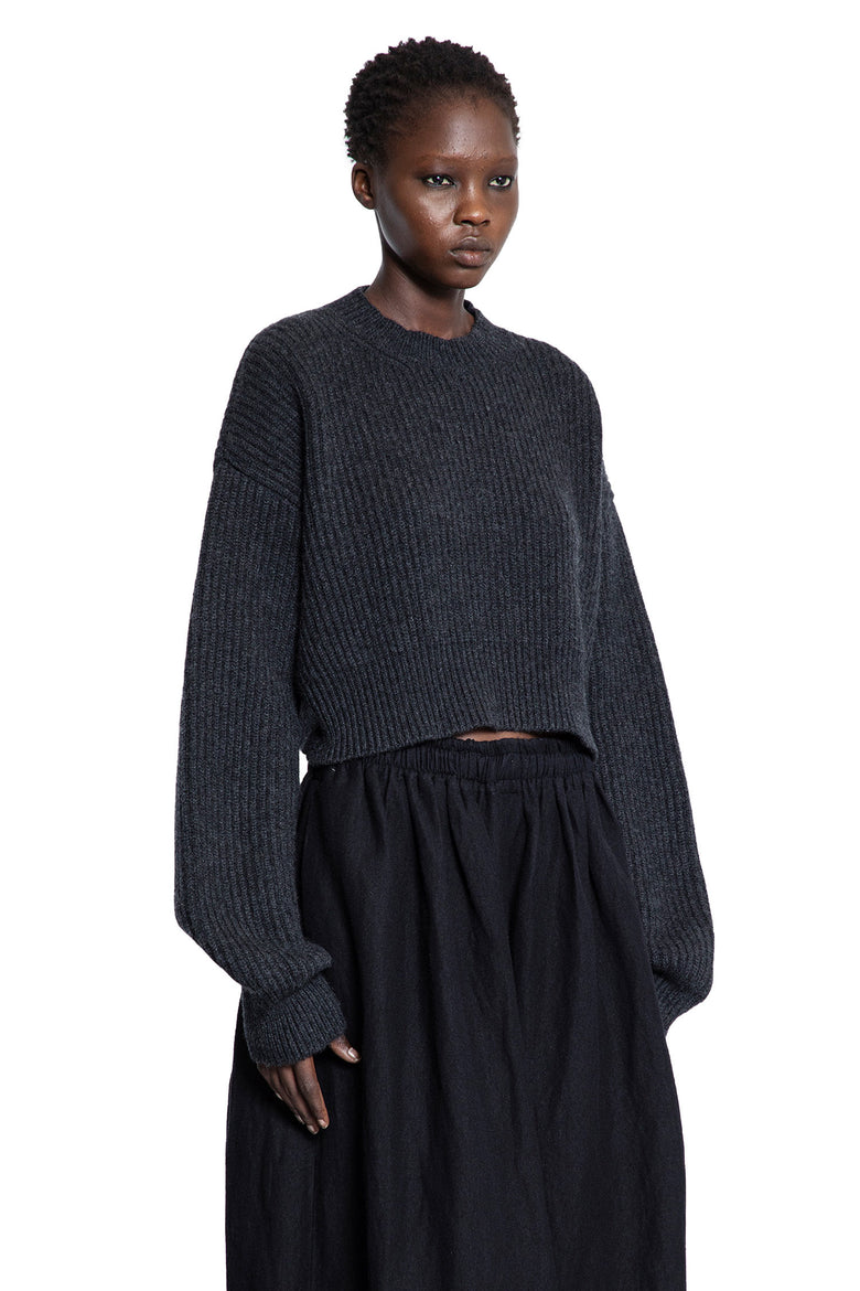 Cropped Ribbed Knit Sweater