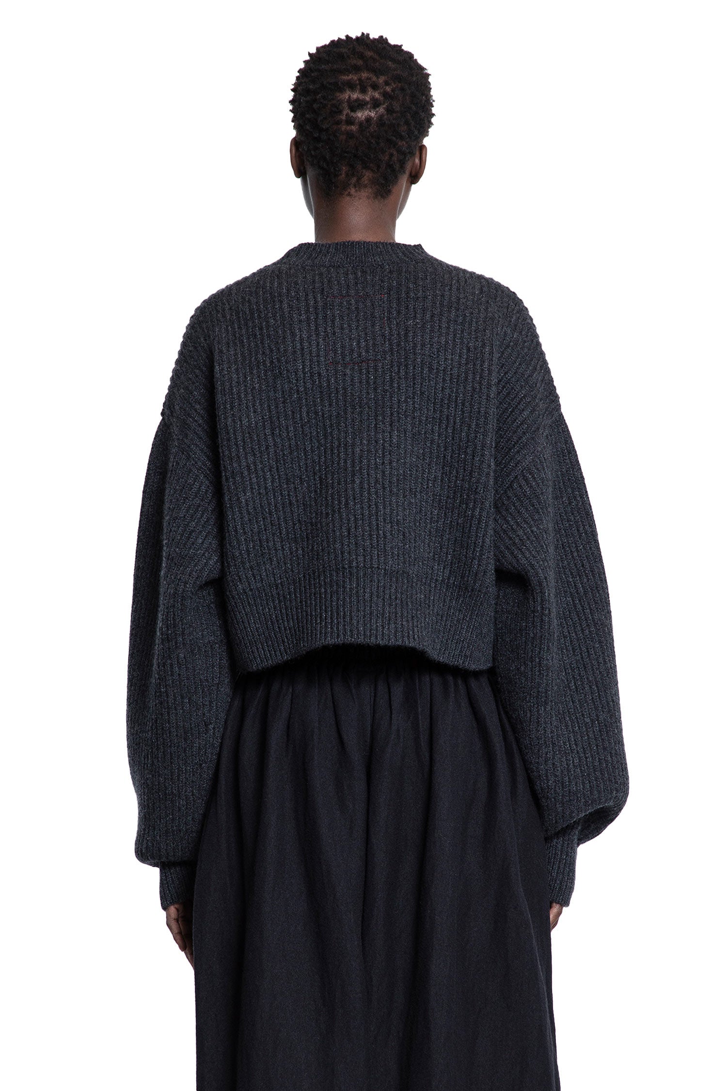 Cropped Ribbed Knit Sweater
