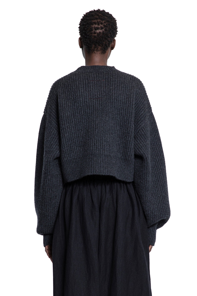 Cropped Ribbed Knit Sweater