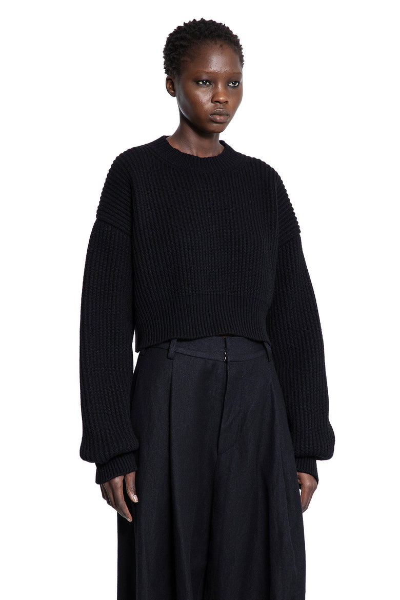 Cropped Ribbed Knit Sweater