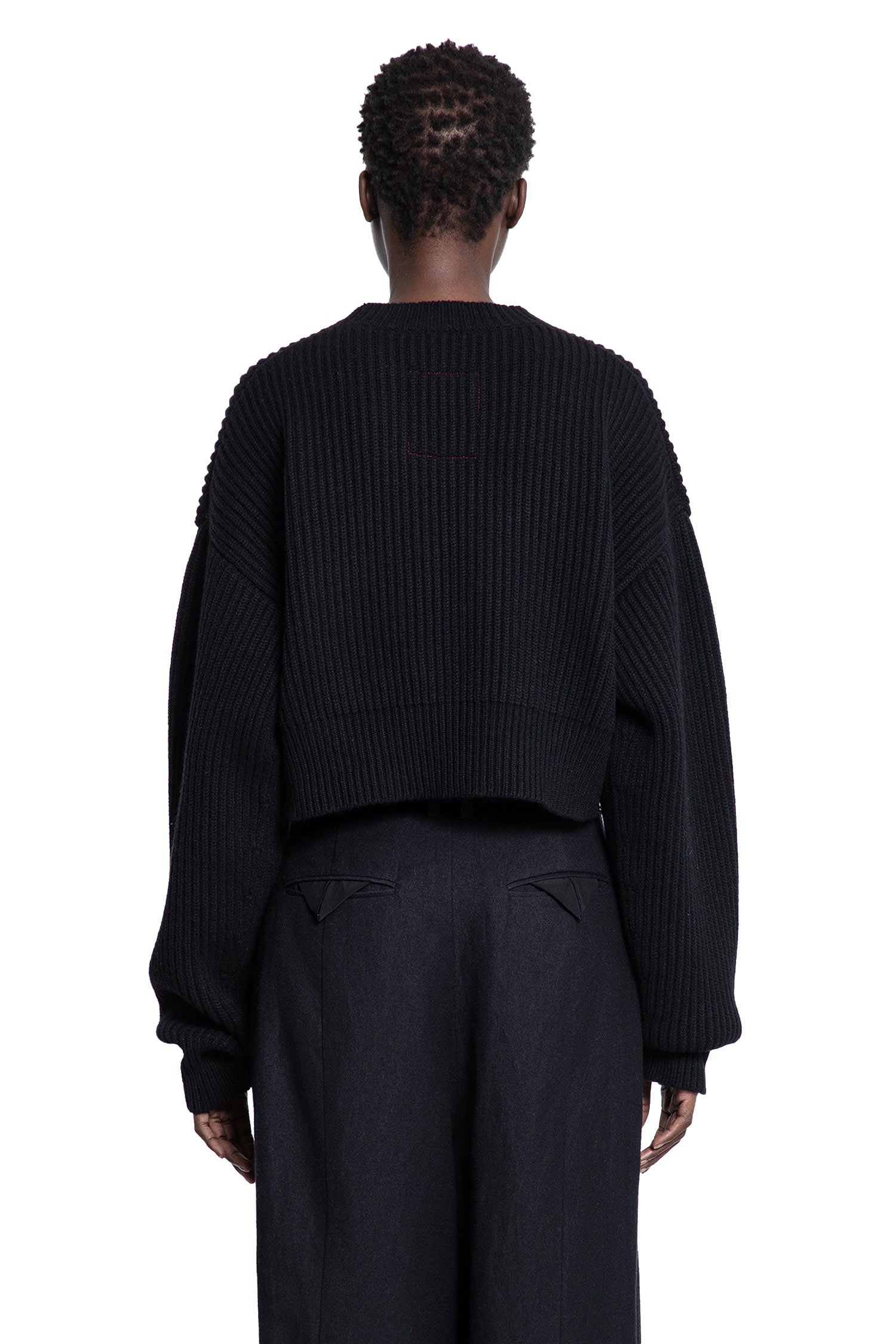 Cropped Ribbed Knit Sweater