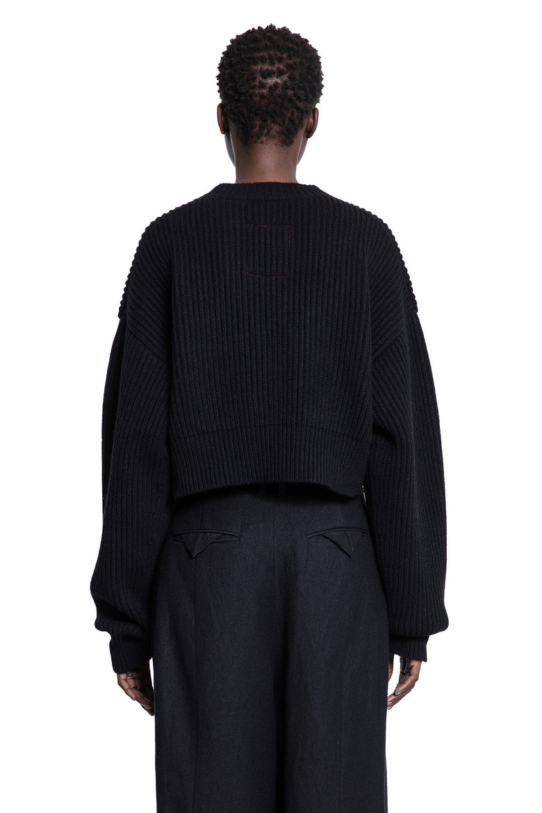 Cropped Ribbed Knit Sweater