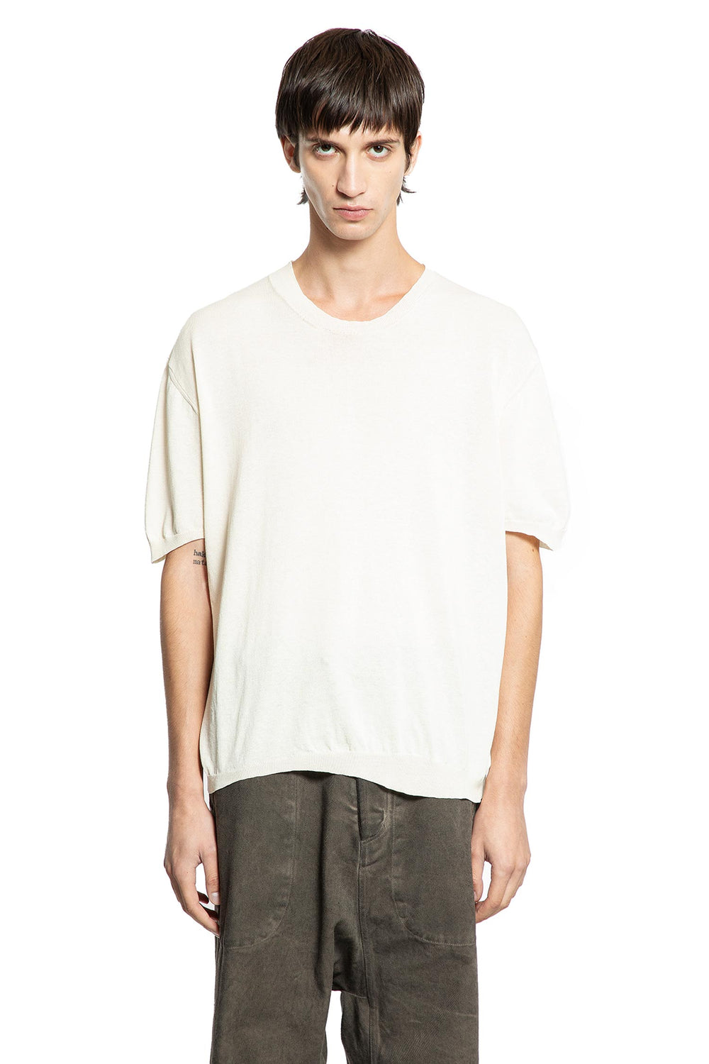 UMA WANG Short Sleeve Top in Lightweight Cotton Knit man